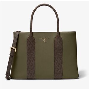 Michael Kors Olive and Brown Tote Bag